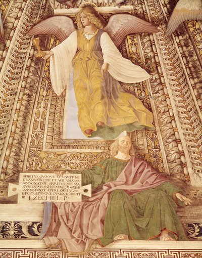 Ezekiel and the Angel holding the chalice of the Passion of Christ, from the cupola of the Sacristy of St. Mark (detail) by Melozzo da Forli